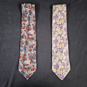 Christian‎ Dior Men's Silk Ties Set of 2 Business Office Work Wear Event